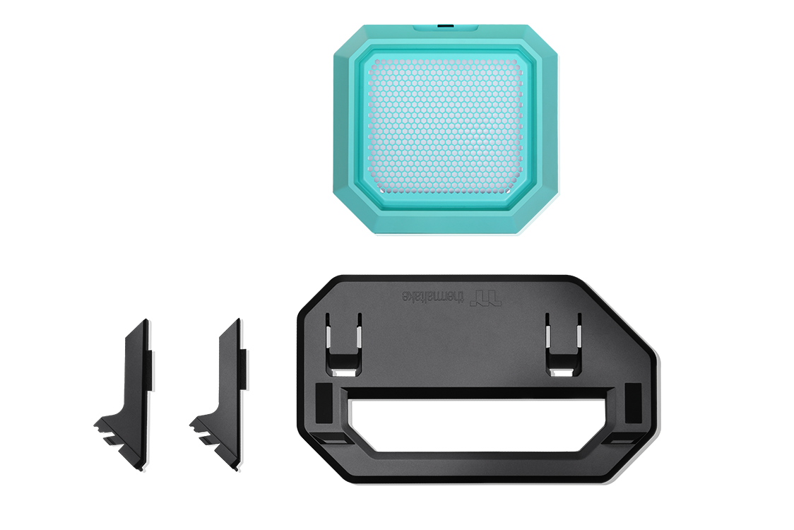 Tower 250 stand with bottom cover panel, display stand, and dust filter.
